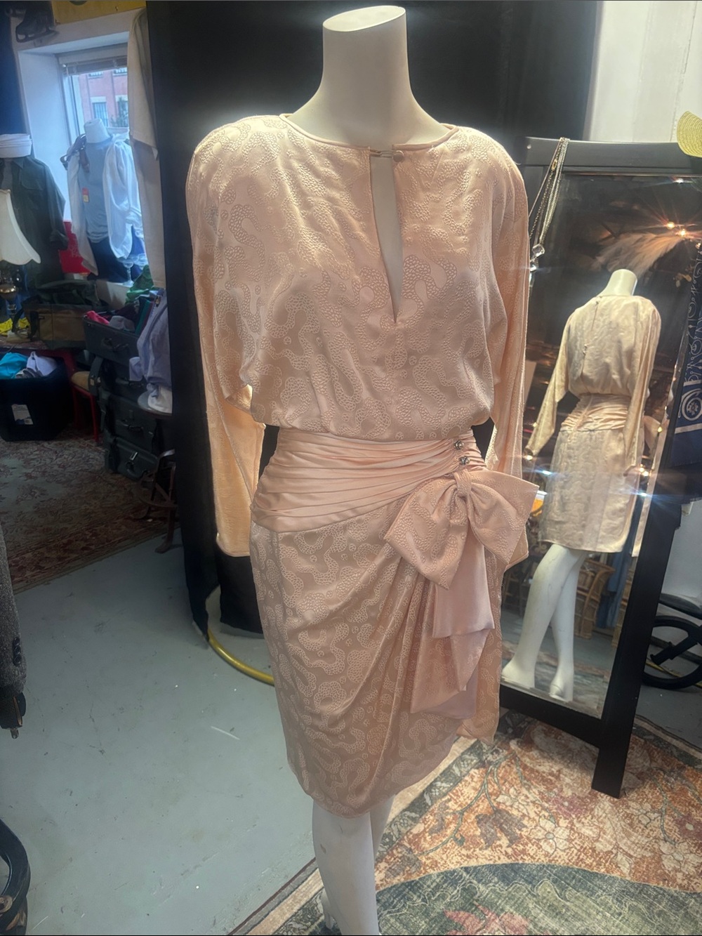 A.J. Bari Soft Blush Pink Satin-Trim Dress
